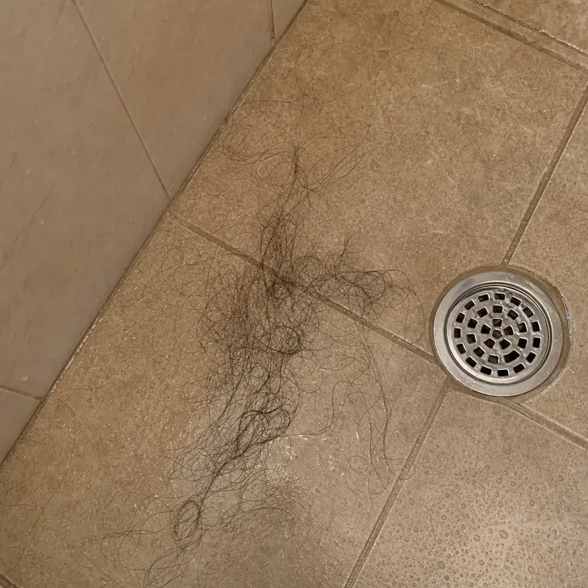 Lantai bilik air penuh rambut gugur