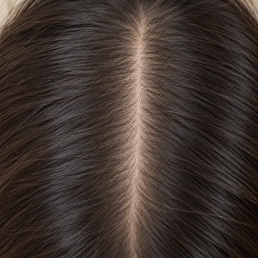 Anak rambut baru tumbuh di tepi belahan