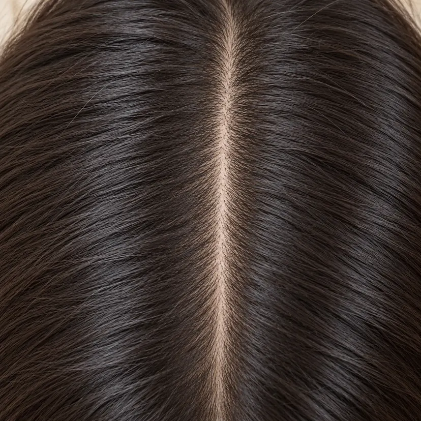 Belahan rambut sama, rapat dan lebat