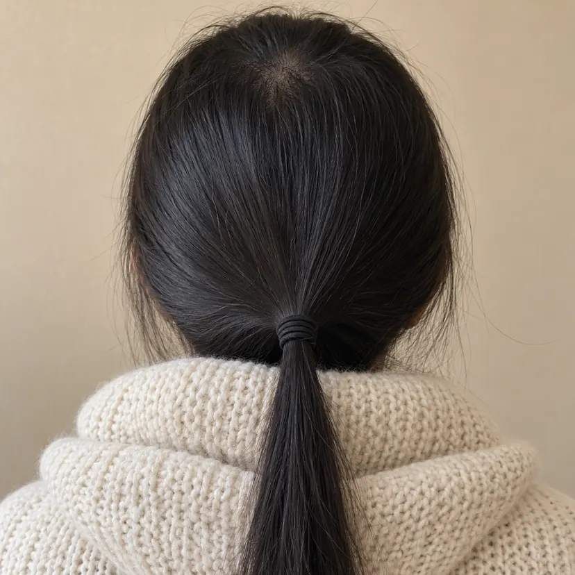 Ikatan rambut kecil dan nipis dari belakang